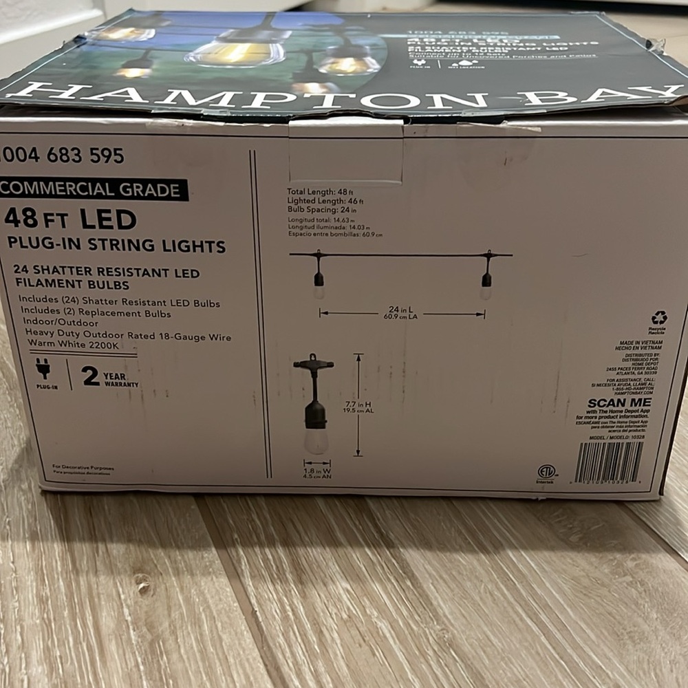 Hampton Bay Commercial Grade Black 48 Ft LED String Lights - Picture 8 of 9